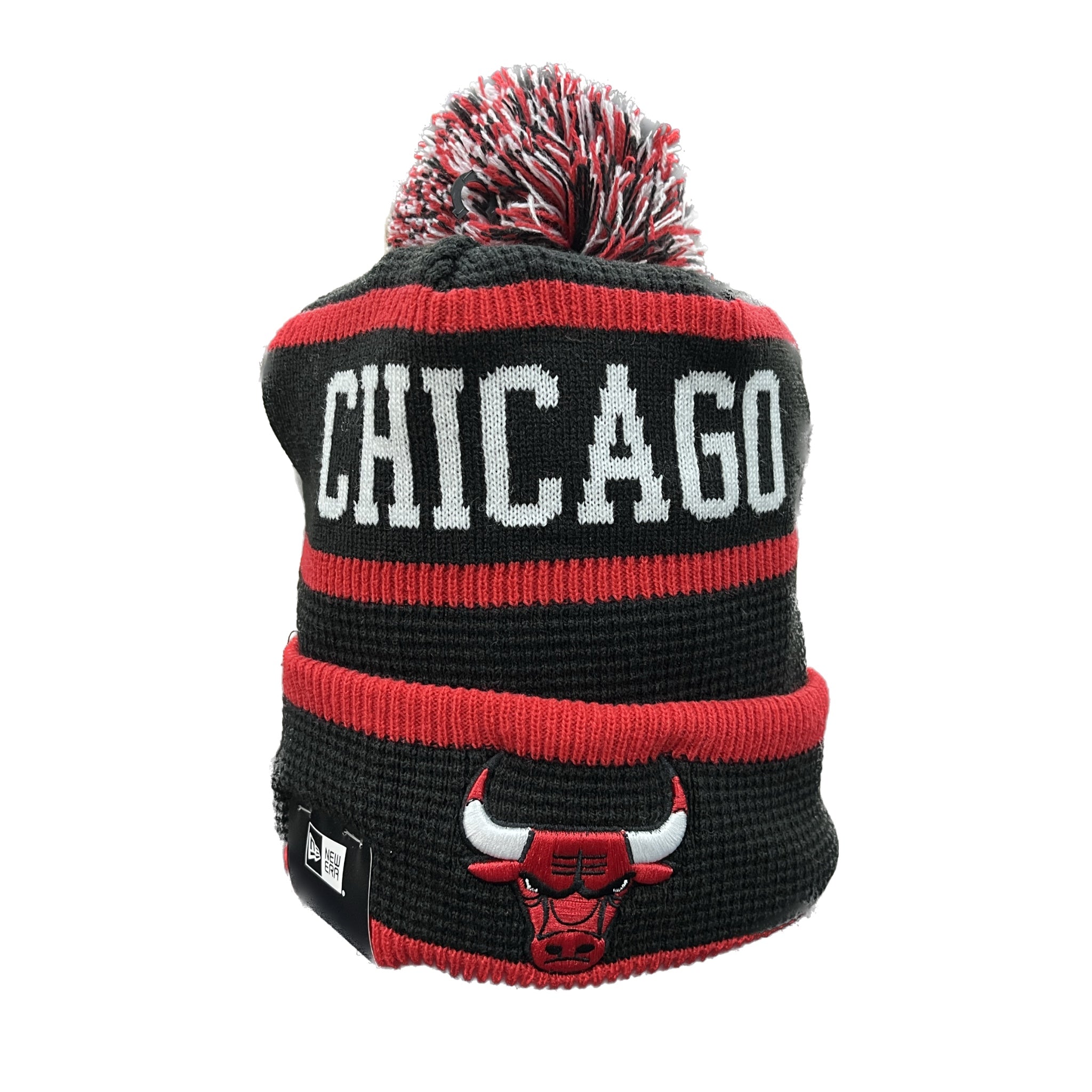 New Era Thick Knit Chicago Bulls Waffle Beanie Black Red White