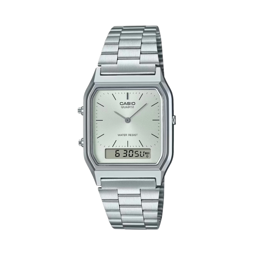 Men's Casio Quartz Duo Trendy Dual Time Watch AQ230A-7A Silver