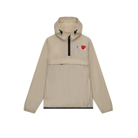 CDG Play x K-Way Claude Half Zip Jacket Beige