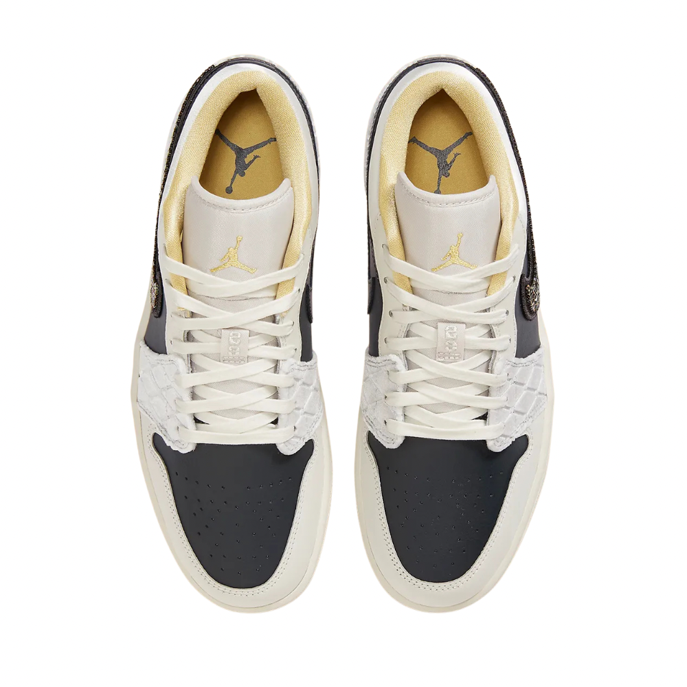 Air Jordan 1 Low Beaded Swoosh Grey Black Sail Champagne