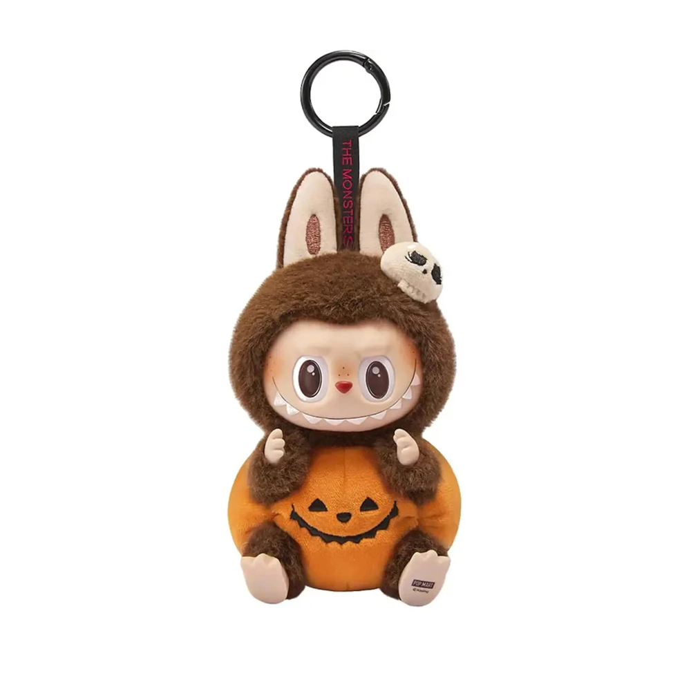 POP MART The Monsters Labubu Happy Halloween Party Series Sitting Pumpkin Vinyl Plush Pendant