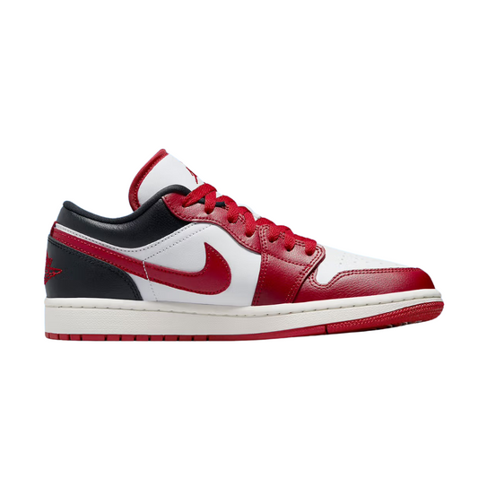 Women's Jordan 1 Low Reverse Black Toe White Black Sail Gym Red