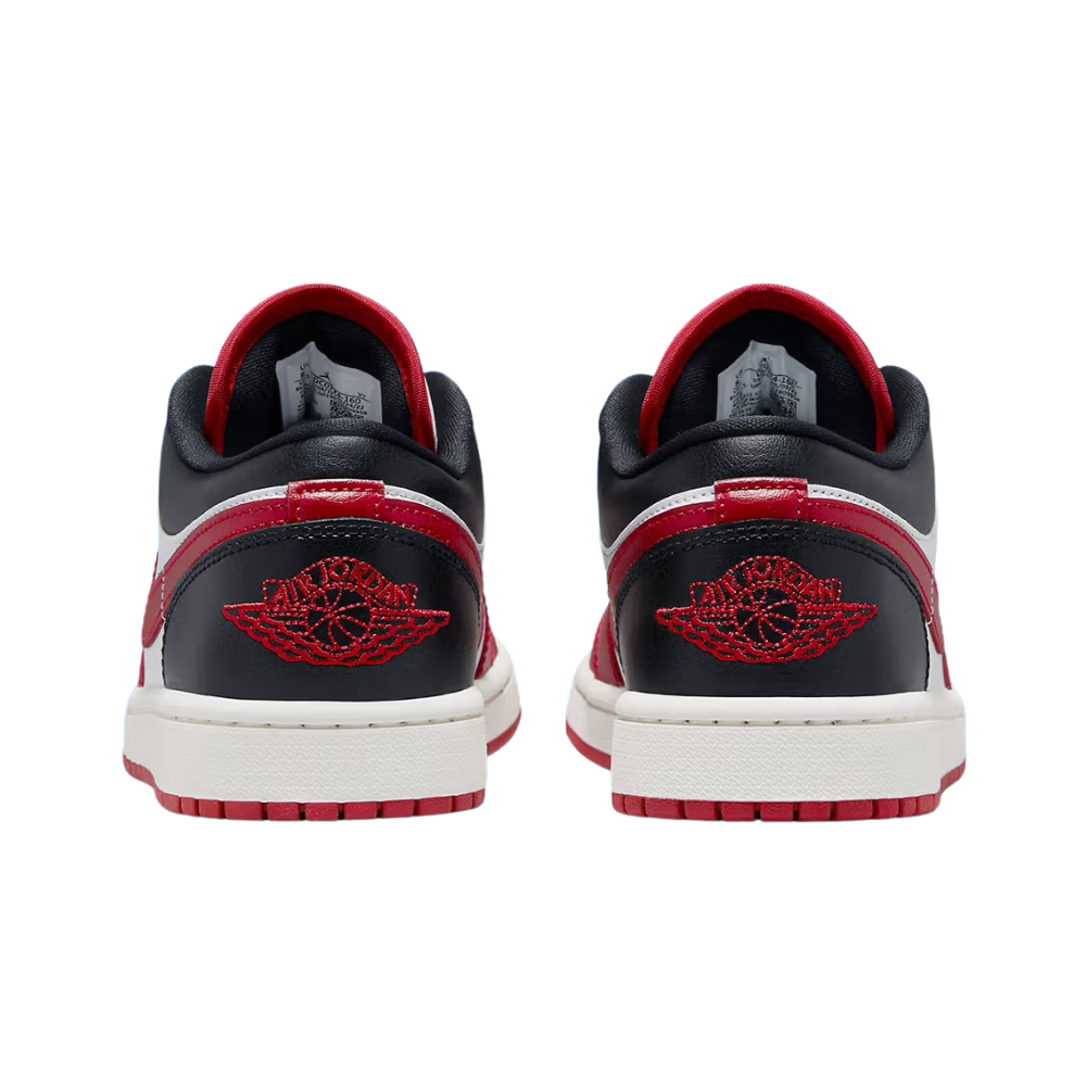 Women's Jordan 1 Low Reverse Black Toe White Black Sail Gym Red