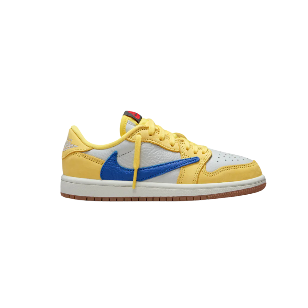 Air Jordan 1 Low OG (PS) Travis Scott Canary Racer Blue Light Silver Gum Medium Brown