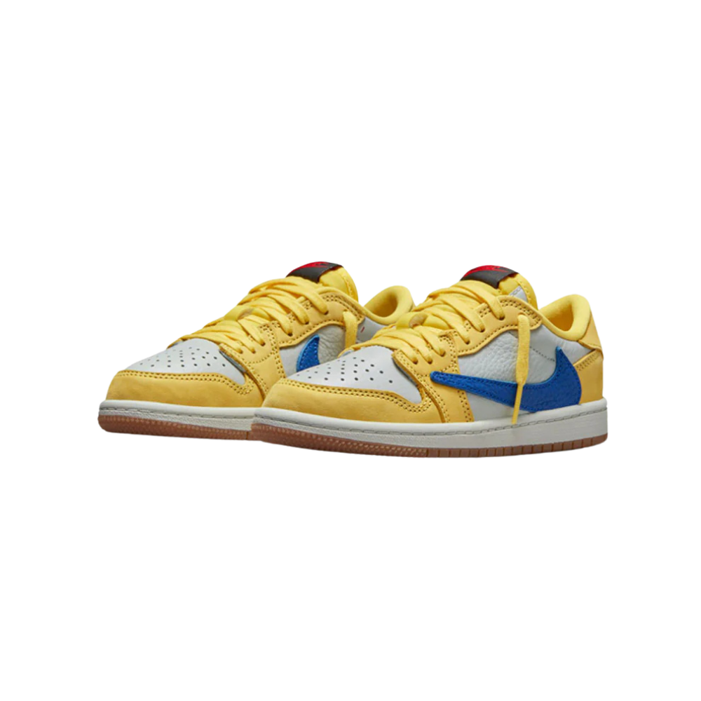 Air Jordan 1 Low OG (PS) Travis Scott Canary Racer Blue Light Silver Gum Medium Brown