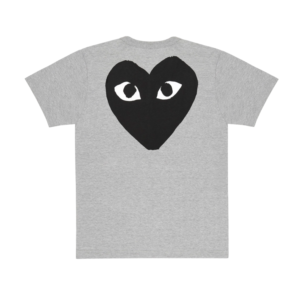 Women's Comme De Garcons Play Black Small Logo and Heart on Back T-Shirt Grey