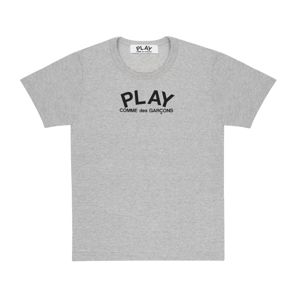 Women's Comme De Garcons Play Black Small Logo and Heart on Back T-Shirt Grey