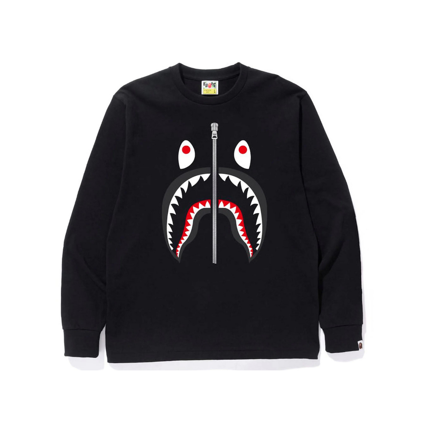 A Bathing Ape Bape Crewneck Shark Head Black