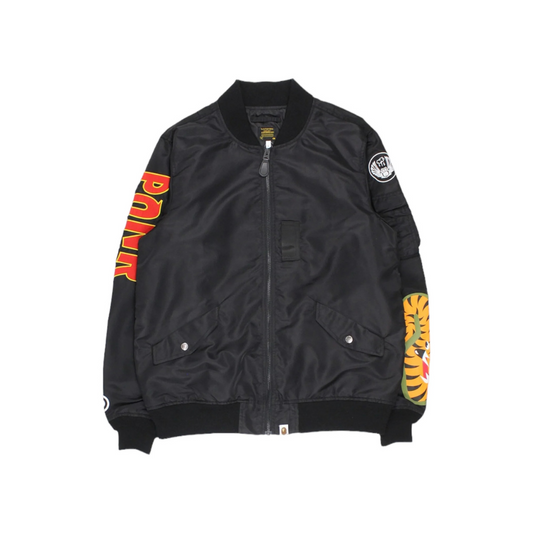 A Bathing Ape Black Shark Face Bomber Jacket