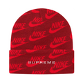 Supreme x Nike Jacquard Logos Beanie Red