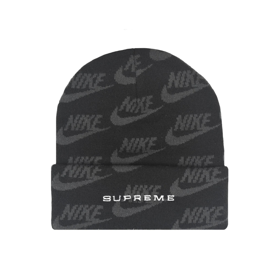 Supreme x Nike Jacquard Logos Beanie Black