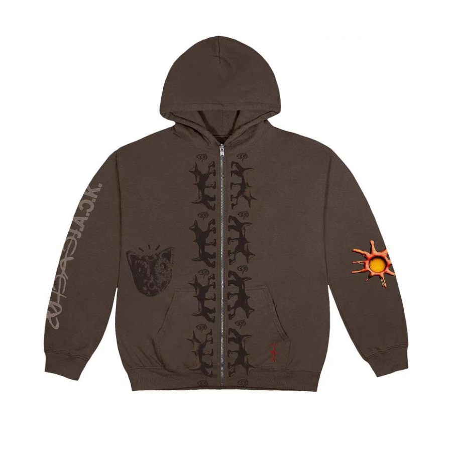 Travis Scott Reverse Dog Zip Up Hoodie Brown