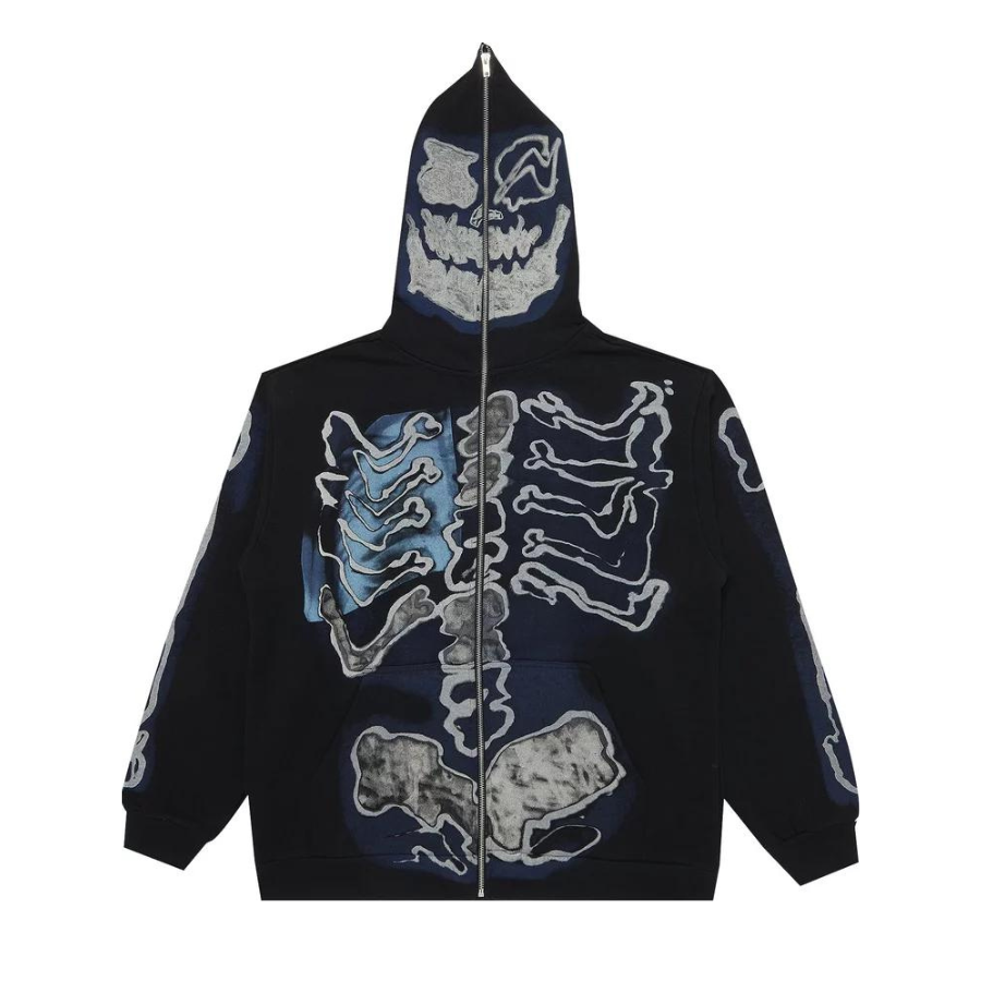 Travis Scott Cactus Jack For Fragment Skeleton Graffiti Full Zip Hoodie