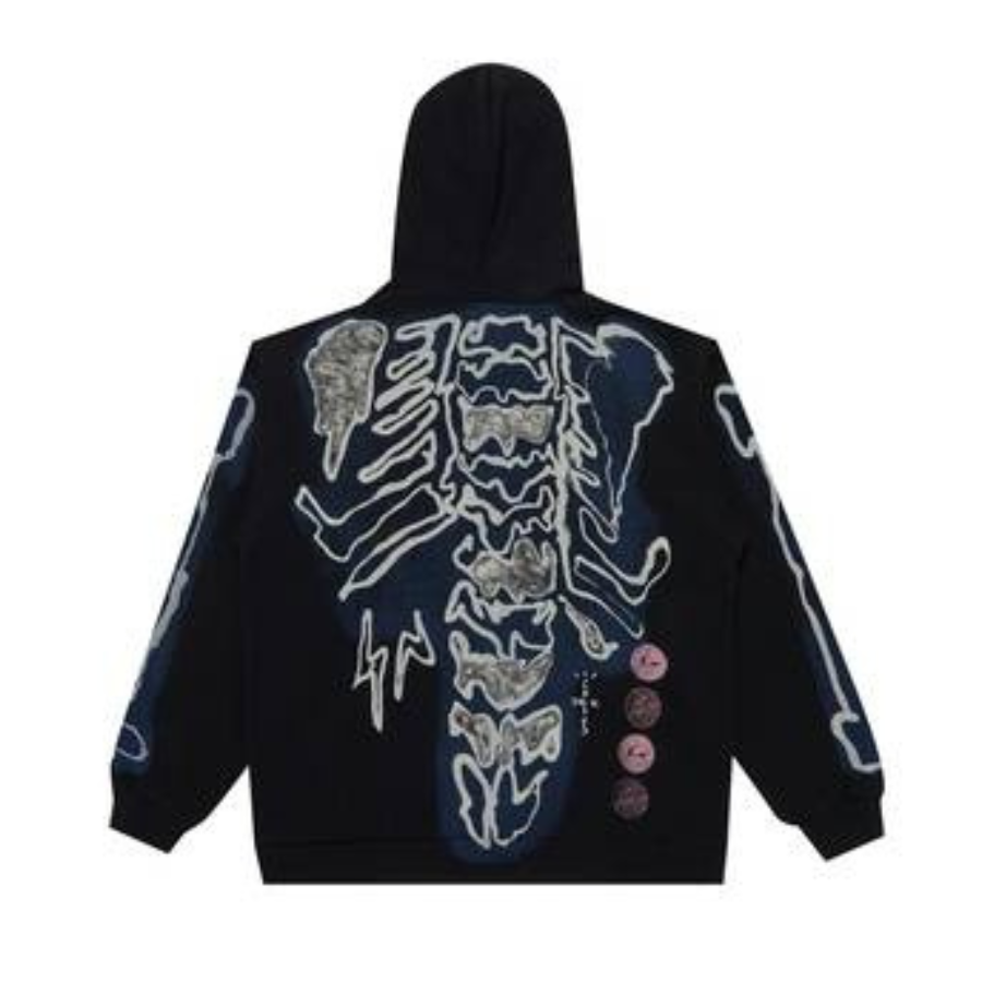 Travis Scott Cactus Jack For Fragment Skeleton Graffiti Full Zip Hoodie