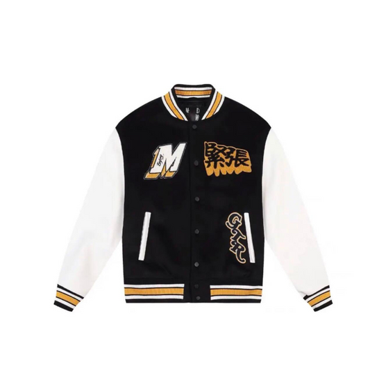 Mr Enjoy Da Money Initial D GTR Varsity Jacket Black White Yellow