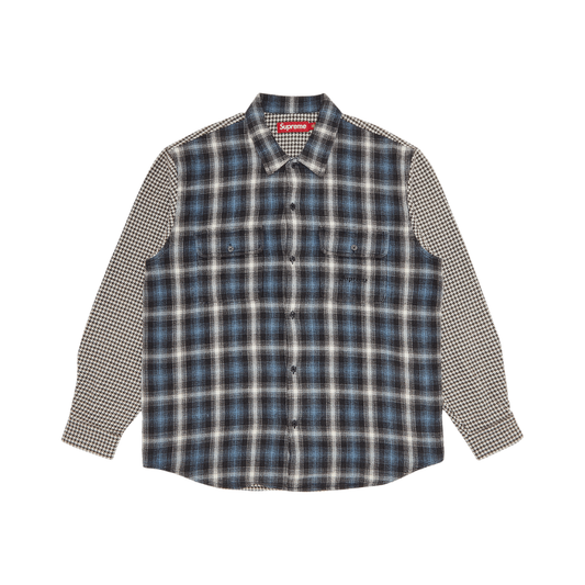 Supreme Houndstooth Plaid Flannel Shirt Grey Blue