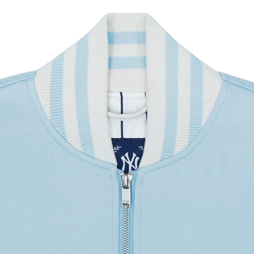 New York or Nowhere Pasttime Twill Varsity Jacket Light Blue