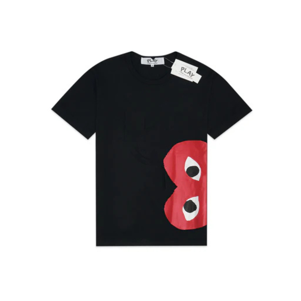 Women's Comme De Garcons Play Side Half Heart T-Shirt Red Black