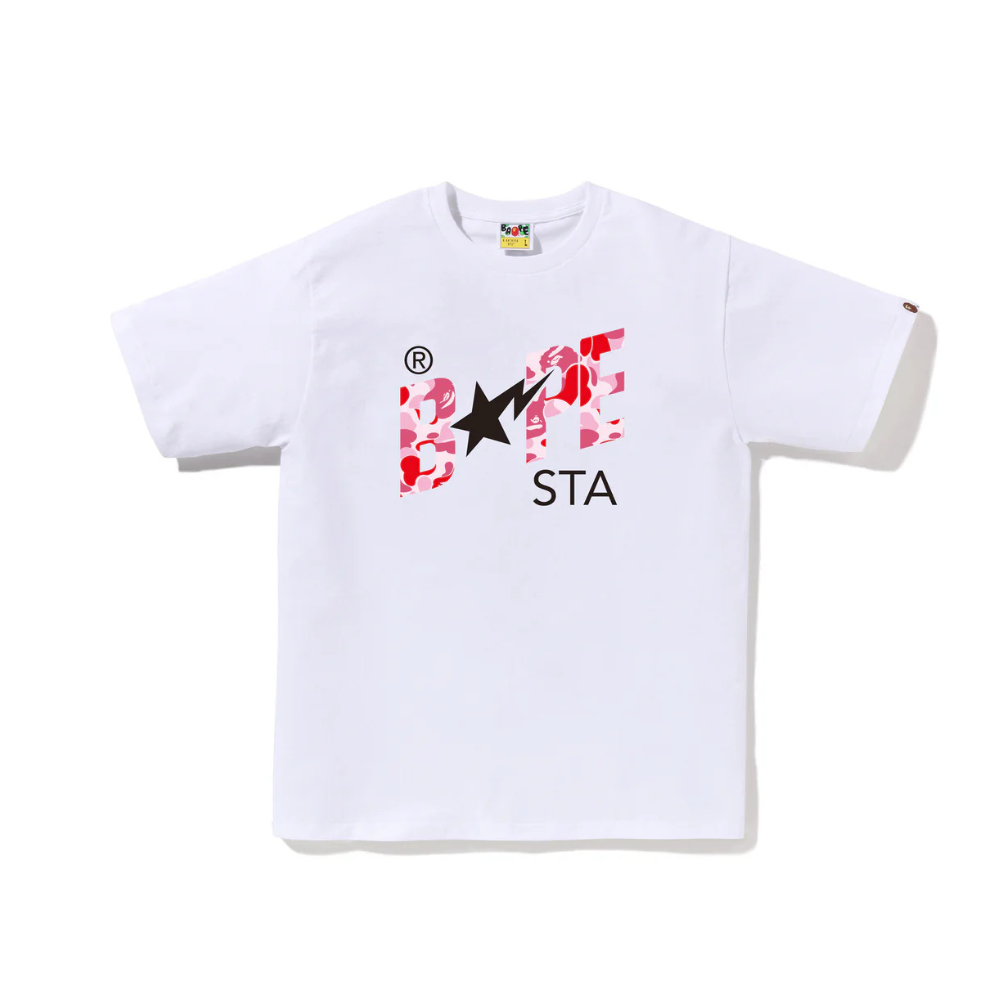 A Bathing Ape ABC Camo BAPE STA Logo Tee White Pink