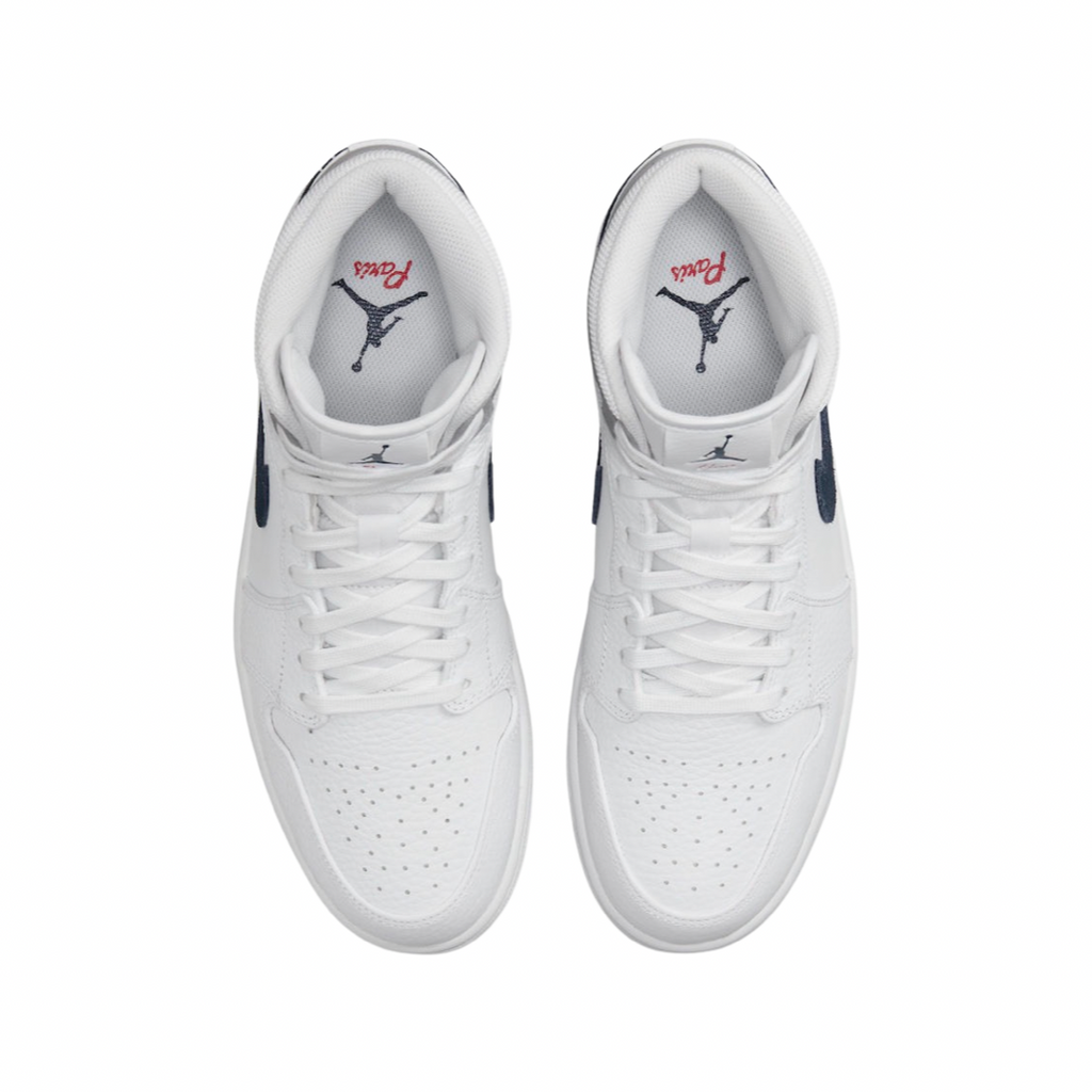 Air Jordan 1 Mid Paris White University Red Stealth Midnight Navy