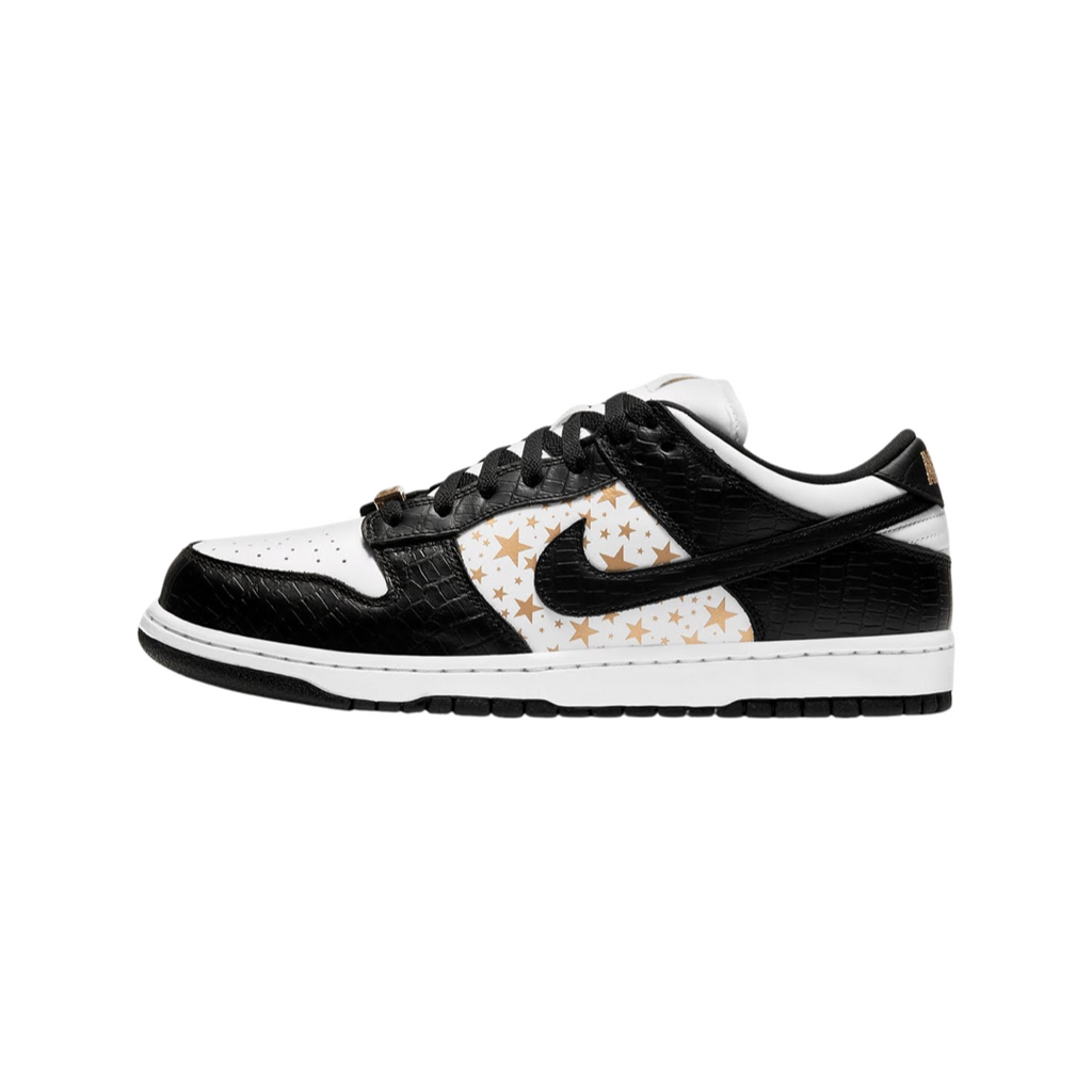 Nike SB Dunk Low Supreme Stars White Black Metallic Gold (2021)