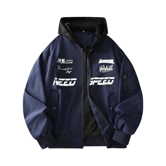 Kawasaki Need Speed Navy Hooded Utility Windbreaker