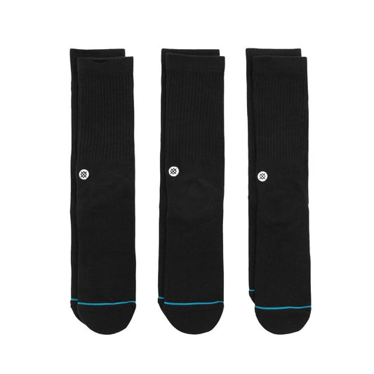 Stance Icon Socks 3 Pack Black Black