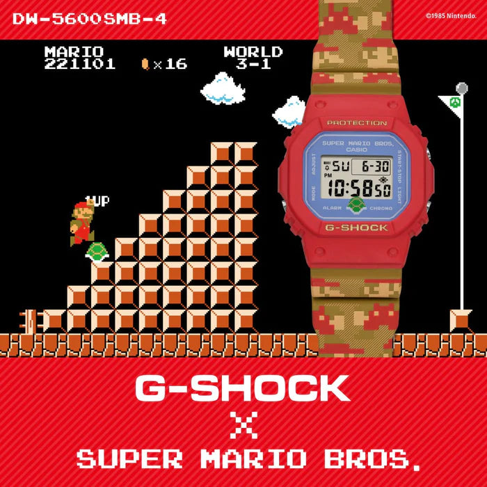 G-Shock DW5600SMB-4D Digital Super Mario Bros Light Purple Face Red Bezel Resin Band Watch