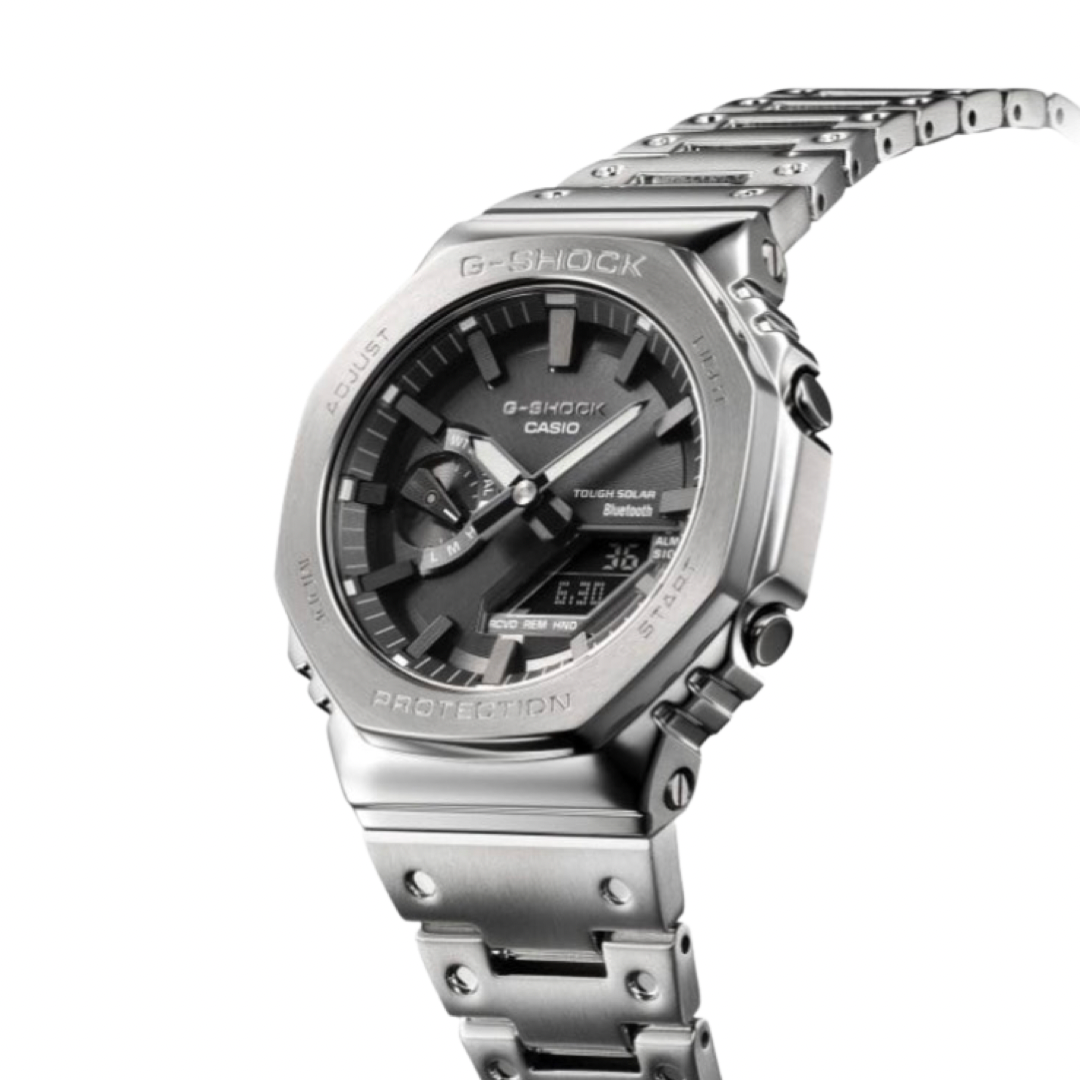 G-Shock GMB2100D-1A Duo Stainless Steel Silver Metal Bezel Black Face Watch