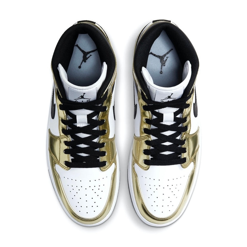 Air Jordan 1 Mid White Metallic Gold Black