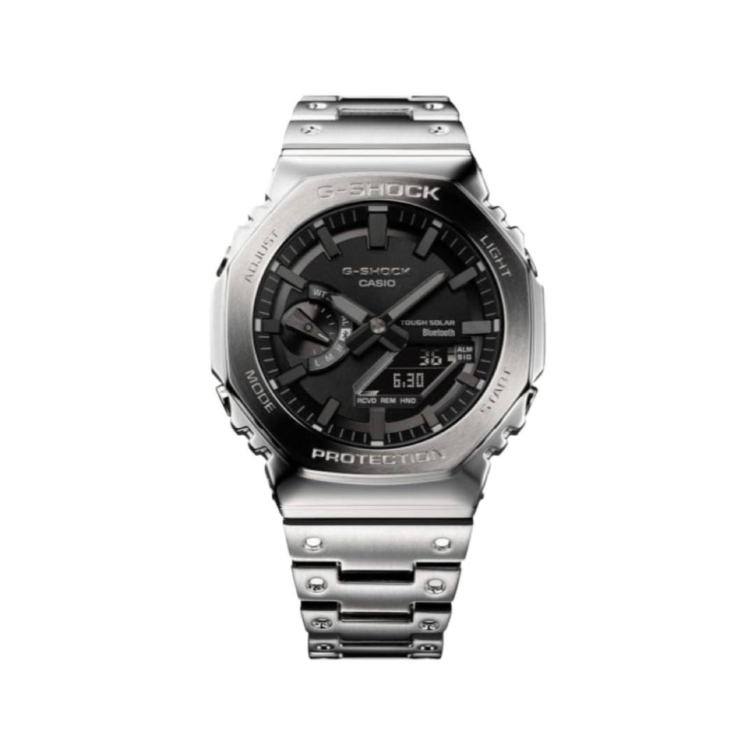 G-Shock GMB2100D-1A Duo Stainless Steel Silver Metal Bezel Black Face Watch