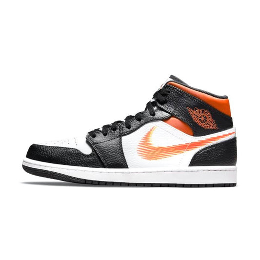 Air Jordan 1 Mid Zig Zag Swoosh Total Orange Black White