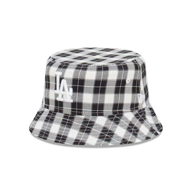 New Era LA Dodgers Plaid Black White Bucket Hat