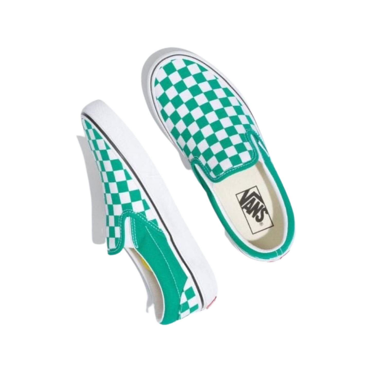 Classic Slip On Checkerboard Pepper Green True White by Vans