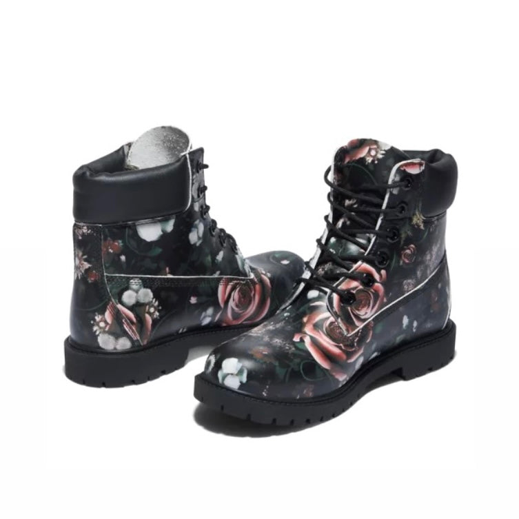 Women's Timberland 6 Inch Waterproof Premium Boots Cupsole Black Floral Nubuck