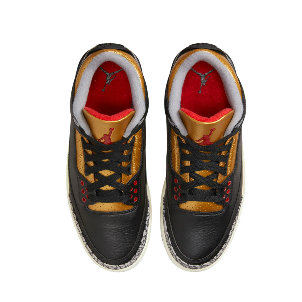 Women's Air Jordan 3 Retro Black Fire Red Metallic Gold