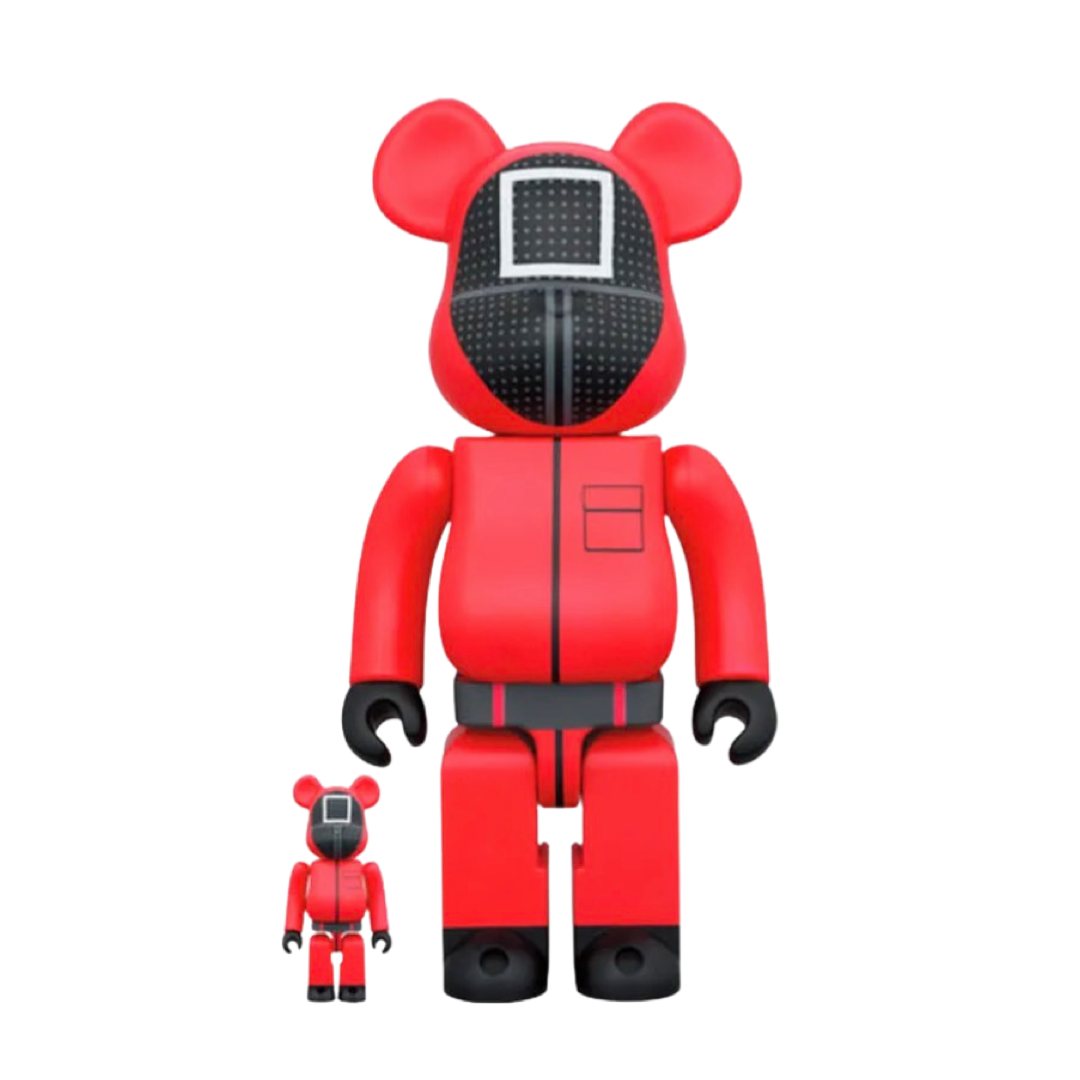 Squid Game x Bearbrick Square Cryptic Masked Guards 100% & 400% Boxset