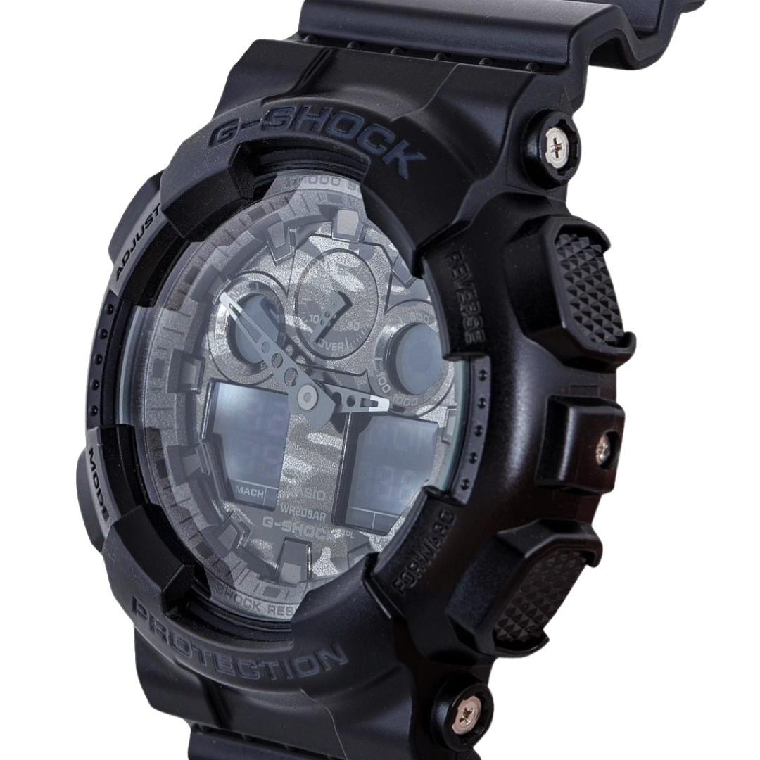 G-Shock GA100CF-1A Black Military Camo Dial Analog Digital Watch