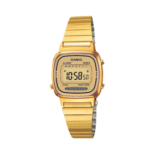 Ladies Casio Vintage Series Stainless Steel Gold Gold Digital Watch