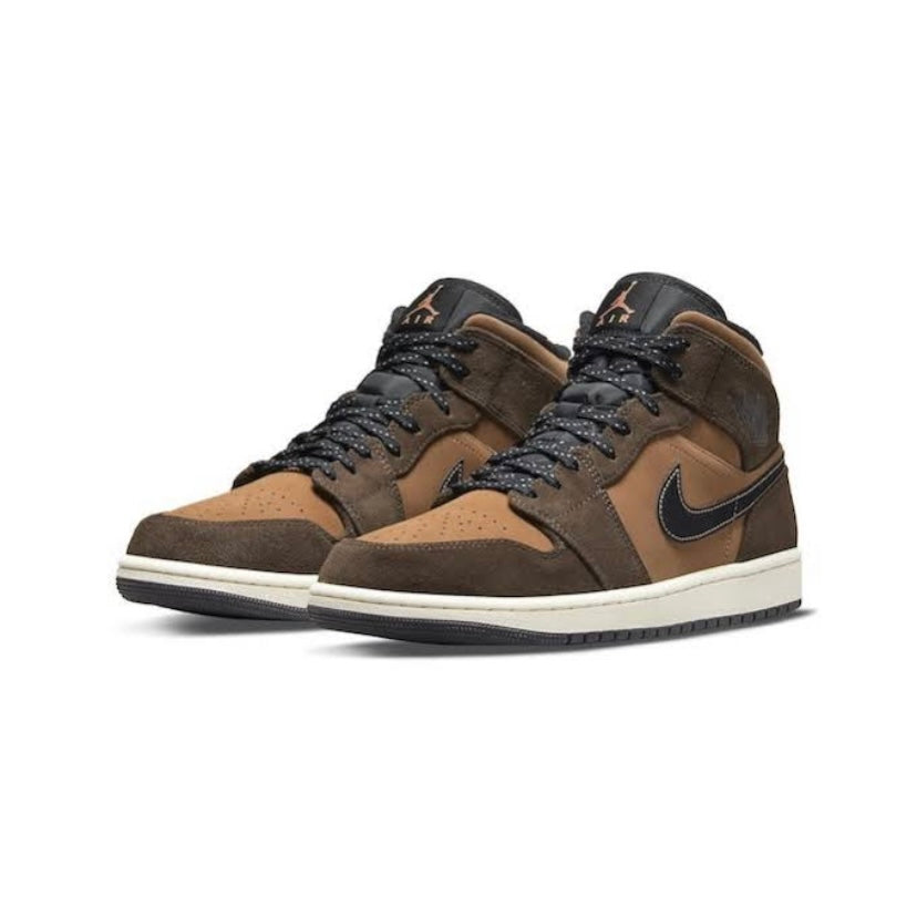 Air Jordan 1 Mid Dark Chocolate  Mocha Crimson Bliss