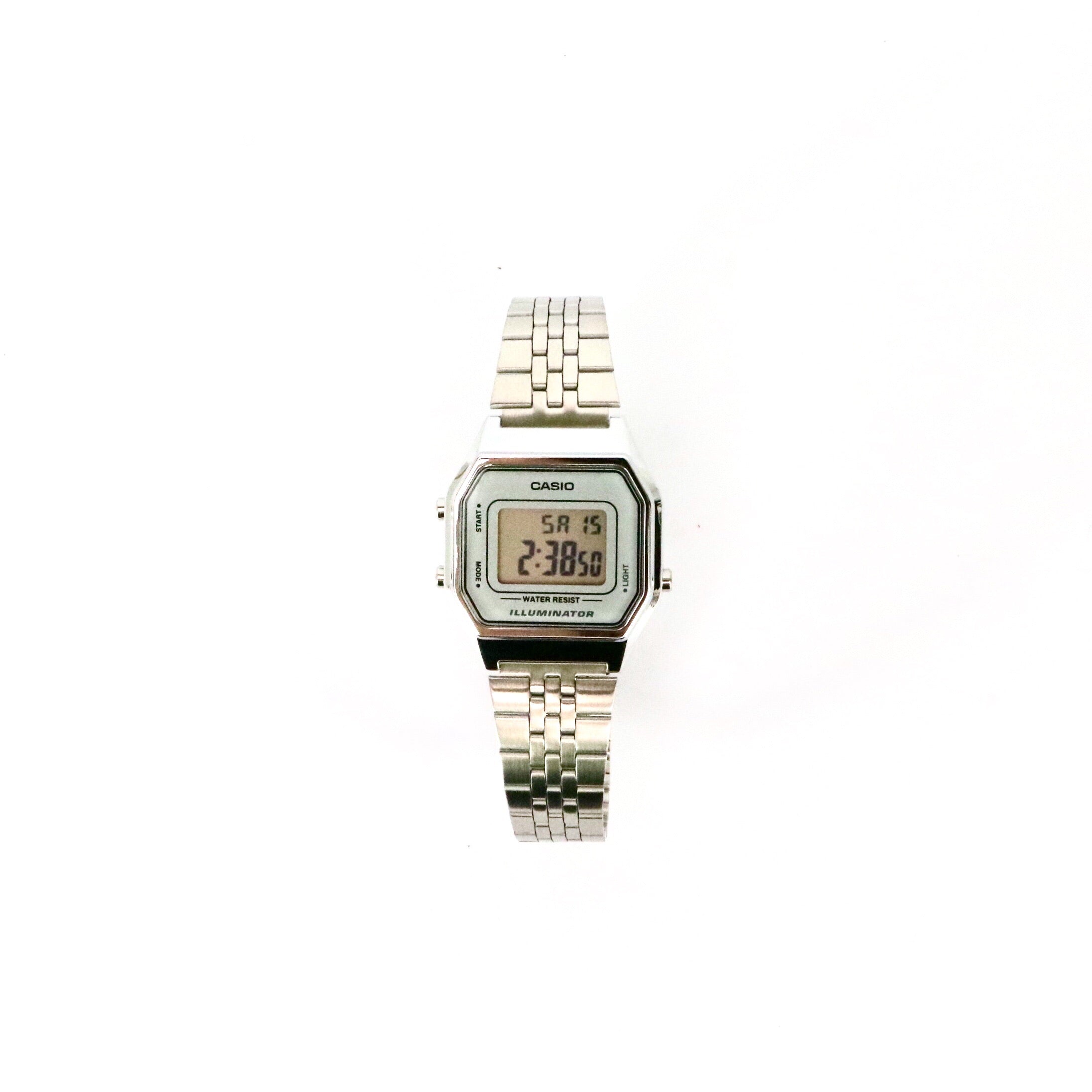 Ladies Casio Digital Stainless Steel Band Silver