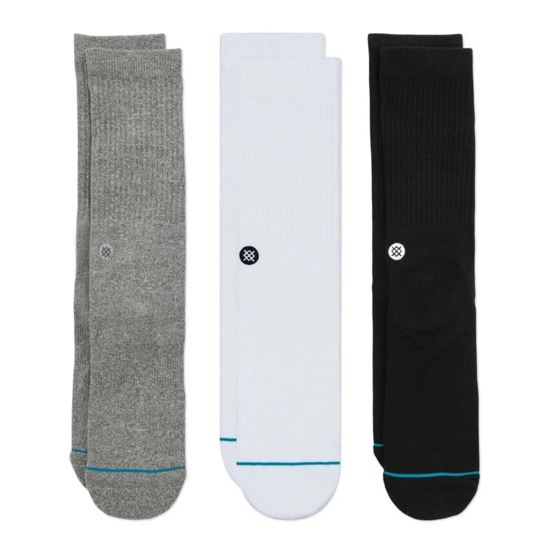 Stance Icon Socks 3 Pack Multi White / Grey / Black