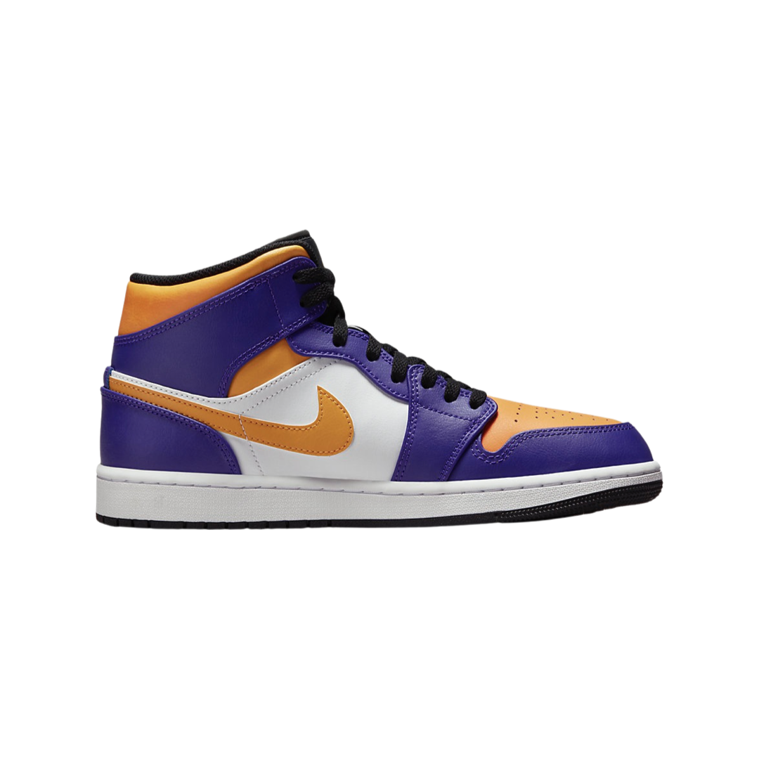 Air Jordan 1 Mid Purple White Yellow Black SoleMate Sneakers