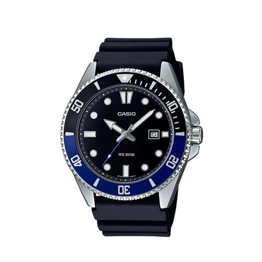 Casio Duro Dive Resin Analogue Black Blue Dial Watch 50M
