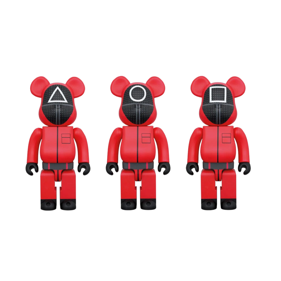 Squid Game x Bearbrick Triangle Cryptic Masked Guards 100% & 400% Boxset