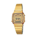 Ladies Casio Vintage World Timer Gold Face Gold Steel Band LA670WGA9