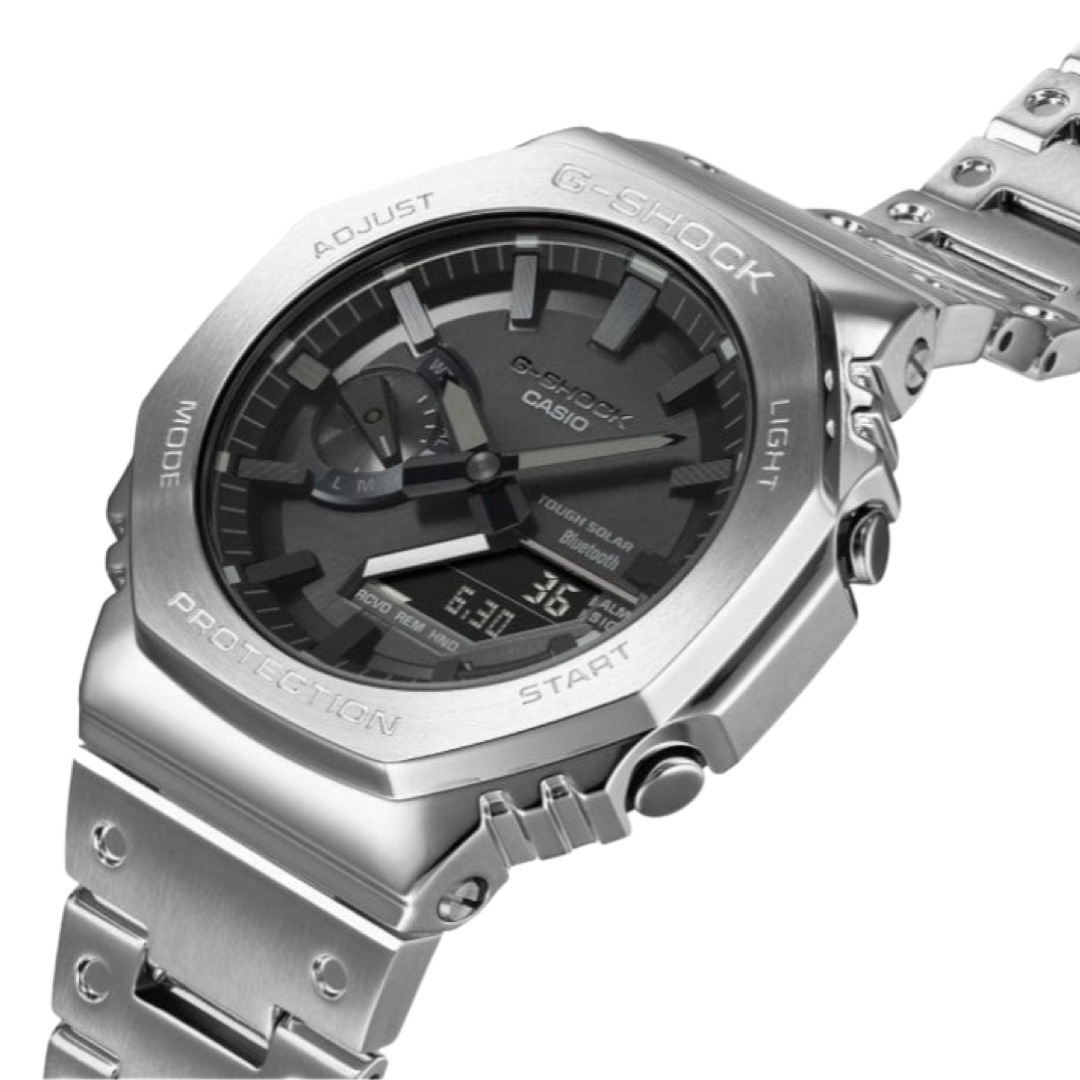 G-Shock GMB2100D-1A Duo Stainless Steel Silver Metal Bezel Black Face Watch