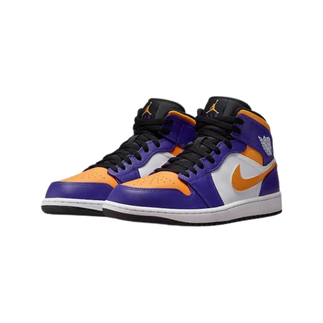 Black yellow top purple jordans