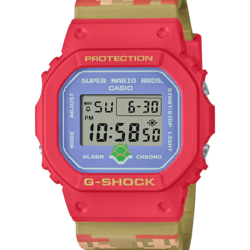 G-Shock DW5600SMB-4D Digital Super Mario Bros Light Purple Face Red Bezel Resin Band Watch