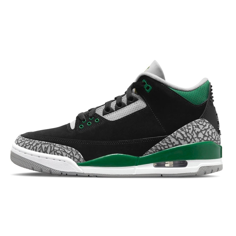Air Jordan 3 Retro Black Pine Green Silver White